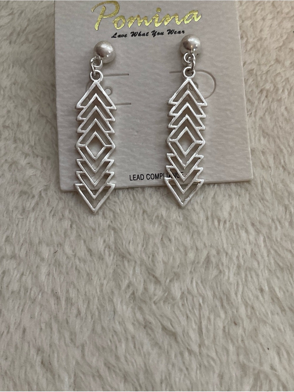 Pomina Silver Geometric Drop Earrings